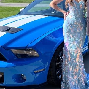 Jovani Mermaid Ice blue sequins prom dress size 2